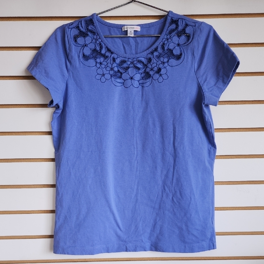 Issac Mizrahi Cut Out Neckline Tee